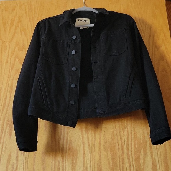 L'AGENCE Celine black denim jacket with sequins size XS - Picture 4 of 12